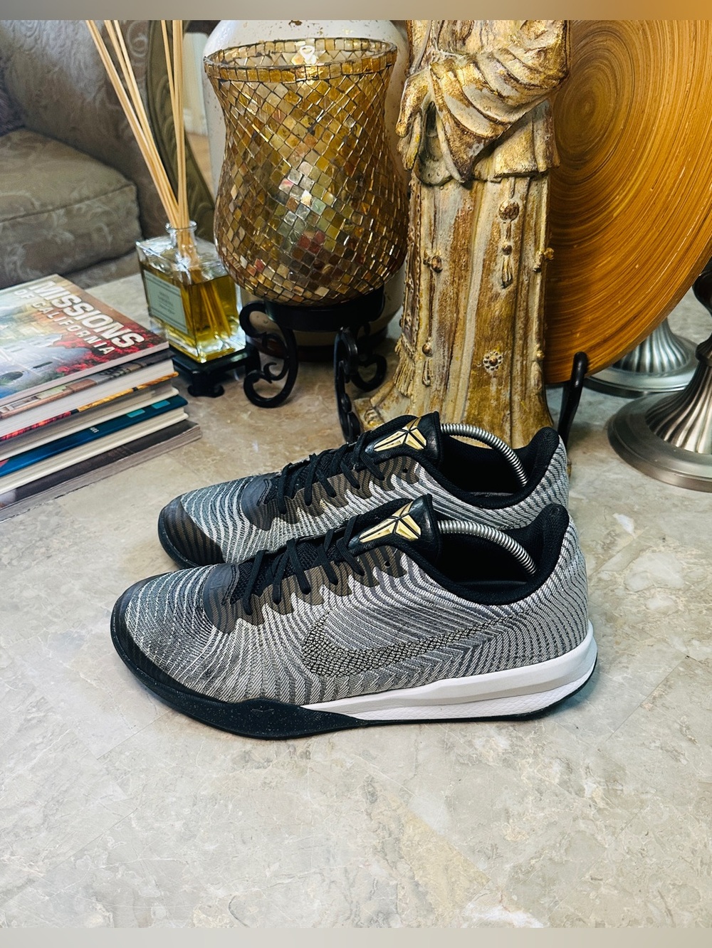 Men’s Nike Kobe Mentality 2 Gray Gold Black White 818952-005 Size 11